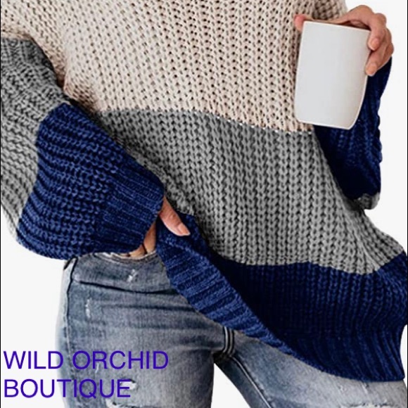 ♠️❤️BNWT❤️♠️OVERSIZED BLOCK SWEATER-OFF THE SHOULDERS♠️❤️CABLE KNIT SEXY♠️❤️ - Picture 4 of 5